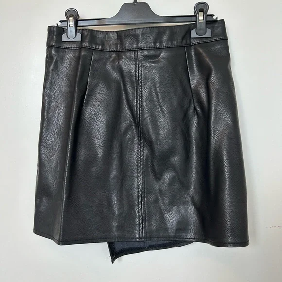 Vegan Leather Asymmetrical Mini Skirt - Picture 2 of 2